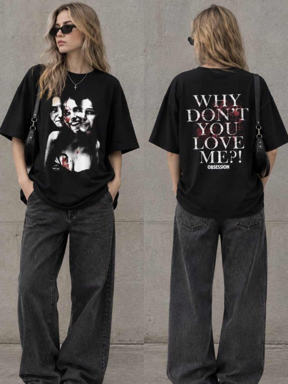 Black Dark Art Obsession Horror Graphic Tee For Alternative Fashion Fans